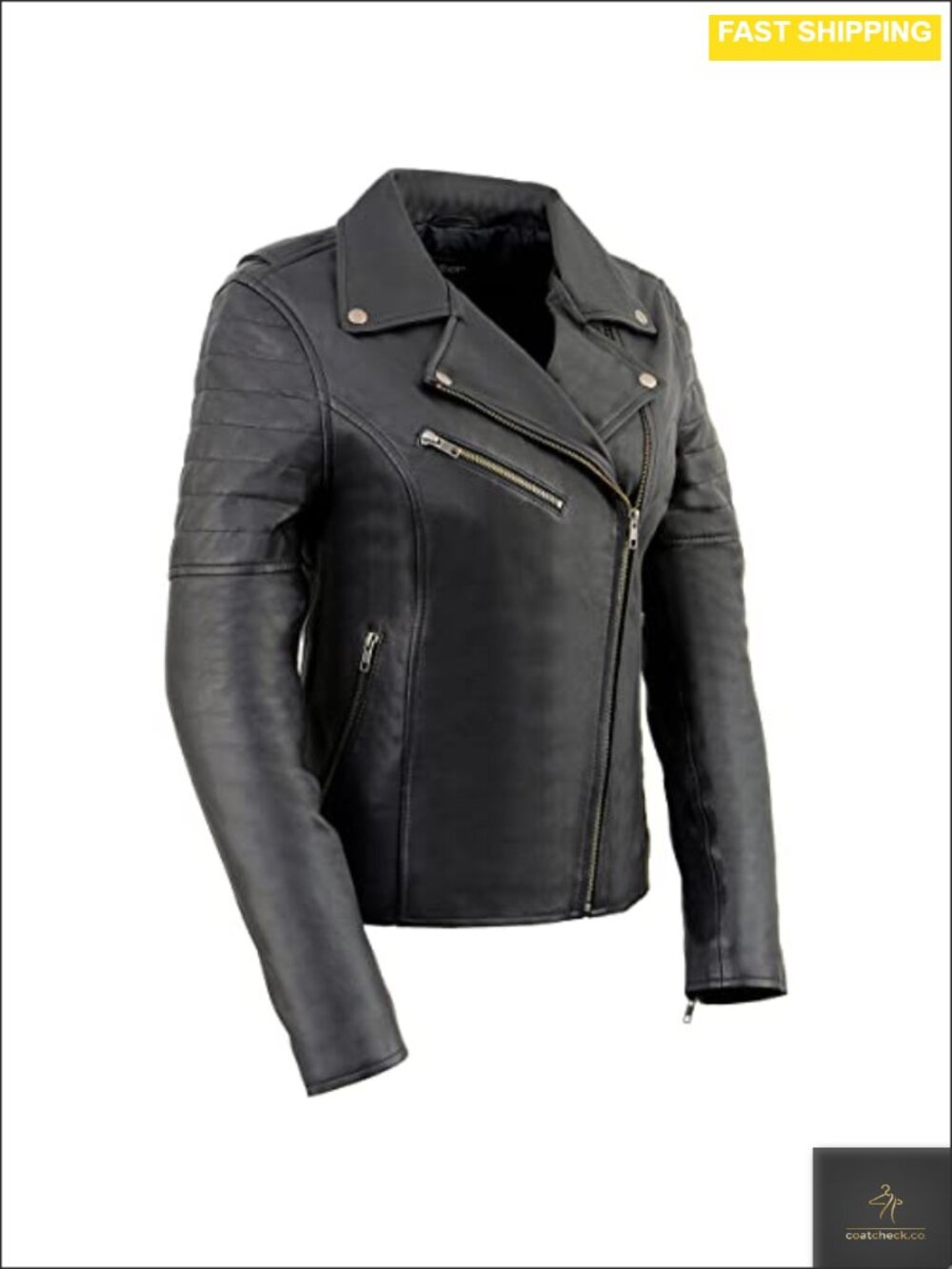 Women's Soft Touch Cowhide Leather Jacket Asymmetrical Zip Moto Biker